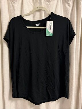 Lands' End Black Scoop Neck Tencel Short Sleeve Tee